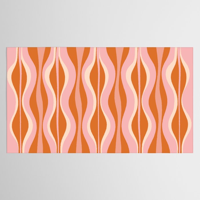 Hourglass Mid-Century Modern Abstract Pattern Pink Orange Cream Tablecloth Gallery Image 2