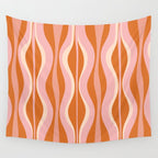 Hourglass Mid-Century Modern Abstract Pattern Pink Orange Cream Wall Tapestry Gallery Image 4