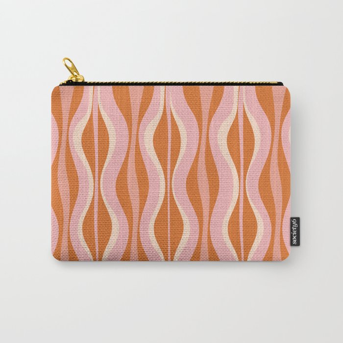 Hourglass Mid-Century Modern Abstract Pattern Pink Orange Cream Carry All Pouch Gallery Image 1