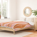 Hourglass Mid-Century Modern Abstract Pattern Pink Orange Cream Duvet Cover Gallery Image 2