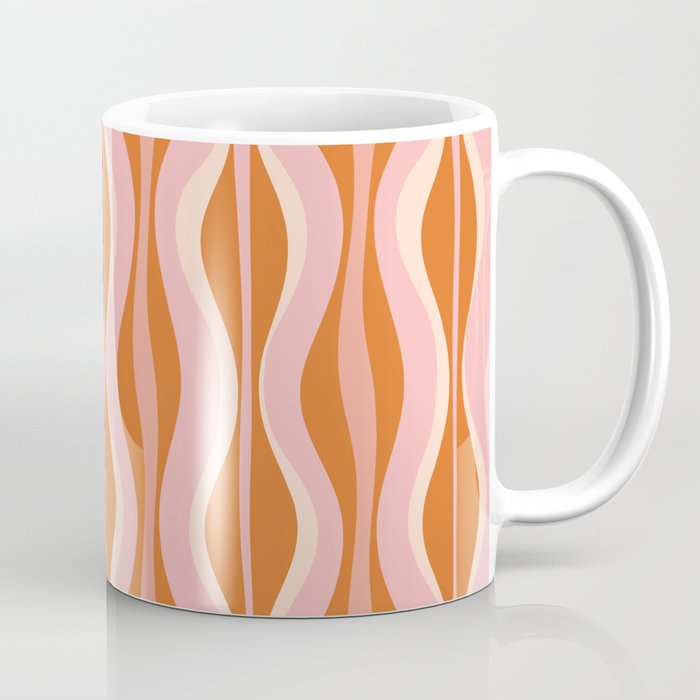 Hourglass Mid-Century Modern Abstract Pattern Pink Orange Cream Coffee Mug Gallery Image 1