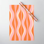 Hourglass Mid-Century Modern Abstract Pattern Pink Orange Cream Wrapping Paper Gallery Image 1