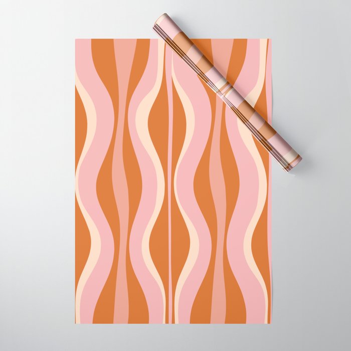 Hourglass Mid-Century Modern Abstract Pattern Pink Orange Cream Wrapping Paper Gallery Image 1