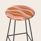 Hourglass Mid-Century Modern Abstract Pattern Pink Orange Cream Stool Gallery Image 2