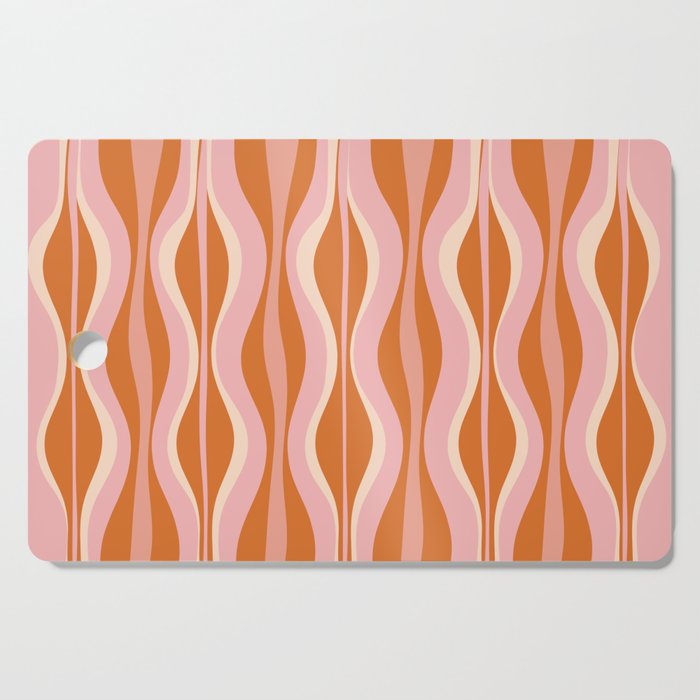 Hourglass Mid-Century Modern Abstract Pattern Pink Orange Cream Cutting Board Gallery Image 1
