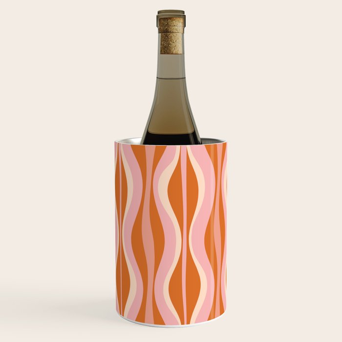 Hourglass Mid-Century Modern Abstract Pattern Pink Orange Cream Wine Chiller Gallery Image 2