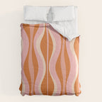Hourglass Mid-Century Modern Abstract Pattern Pink Orange Cream Comforter Gallery Image 6