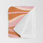 Hourglass Mid-Century Modern Abstract Pattern Pink Orange Cream Throw Blanket Gallery Image 3