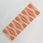 Hourglass Mid-Century Modern Abstract Pattern Pink Orange Cream Yoga Mat Gallery Image 1