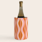 Hourglass Mid-Century Modern Abstract Pattern Pink Orange Cream Wine Chiller Gallery Image 1