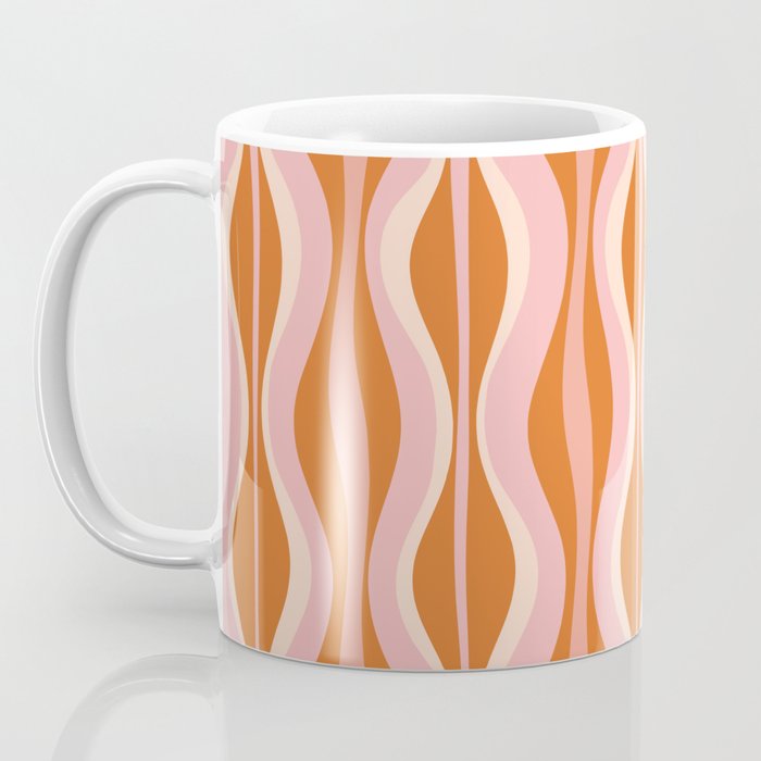 Hourglass Mid-Century Modern Abstract Pattern Pink Orange Cream Coffee Mug Gallery Image 3