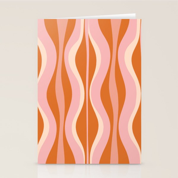 Hourglass Mid-Century Modern Abstract Pattern Pink Orange Cream Stationery Card Gallery Image 1