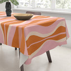 Hourglass Mid-Century Modern Abstract Pattern Pink Orange Cream Tablecloth Gallery Image 3