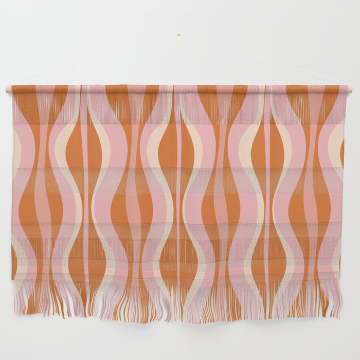Hourglass Mid-Century Modern Abstract Pattern Pink Orange Cream Wall Hanging Gallery Image 1