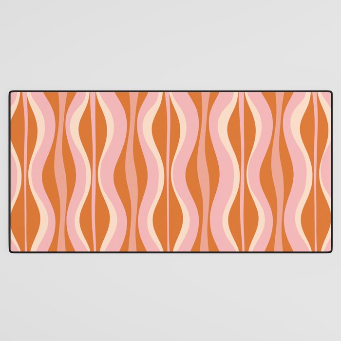 Hourglass Mid-Century Modern Abstract Pattern Pink Orange Cream Desk Mat Gallery Image 3