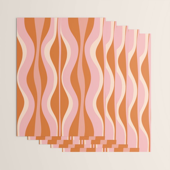 Hourglass Mid-Century Modern Abstract Pattern Pink Orange Cream Wrapping Paper Gallery Image 3