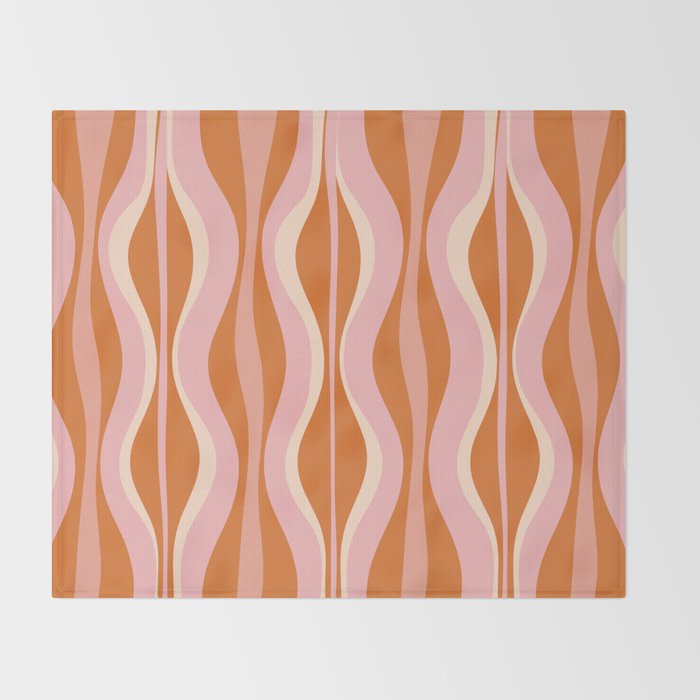 Hourglass Mid-Century Modern Abstract Pattern Pink Orange Cream Throw Blanket Gallery Image 2
