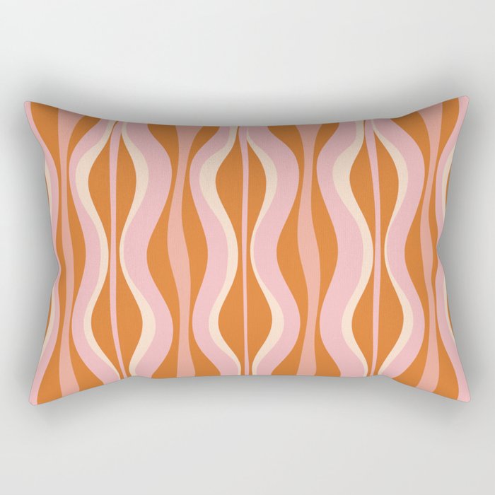 Hourglass Mid-Century Modern Abstract Pattern Pink Orange Cream Rectangular Pillow Gallery Image 1
