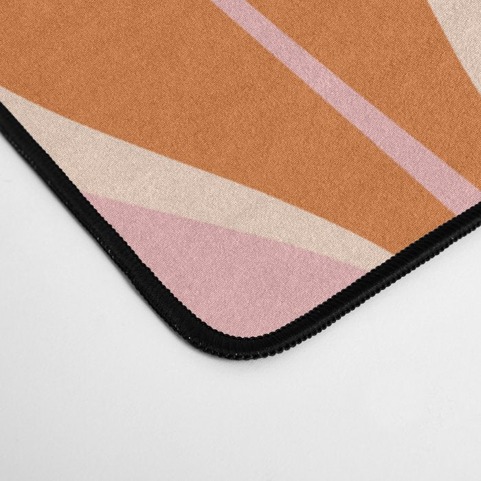 Hourglass Mid-Century Modern Abstract Pattern Pink Orange Cream Desk Mat Gallery Image 4