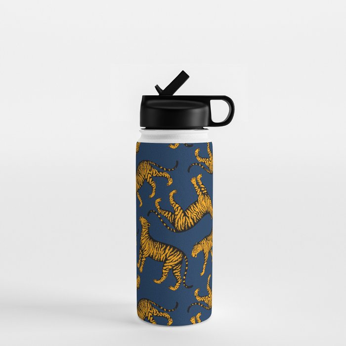 Tigers (Navy Blue and Marigold) Water Bottle Gallery Image 1