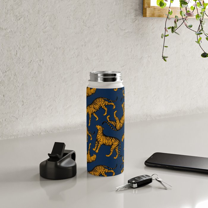 Tigers (Navy Blue and Marigold) Water Bottle Gallery Image 4