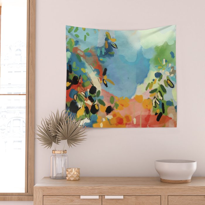 garden with sea view and olive tree Wall Tapestry Gallery Image 2