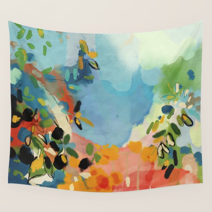 garden with sea view and olive tree Wall Tapestry Gallery Image 4