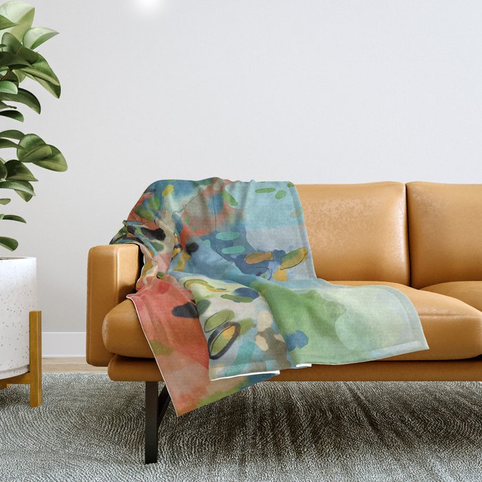 garden with sea view and olive tree Throw Blanket Gallery Image 1