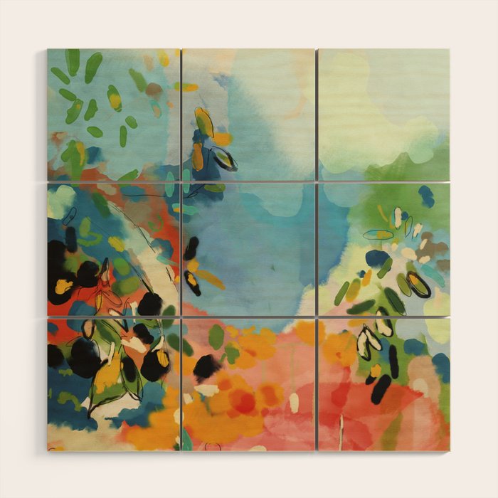 garden with sea view and olive tree Wood Wall Art Gallery Image 1