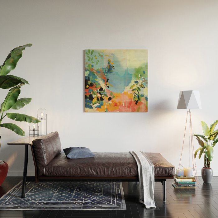 garden with sea view and olive tree Wood Wall Art Gallery Image 2