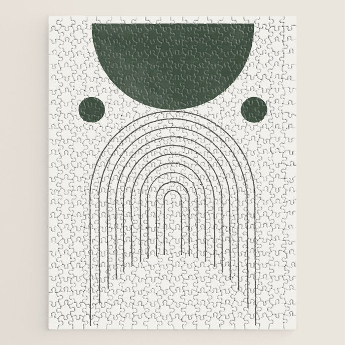 Mid Century Modern Green Jigsaw Puzzle Gallery Image 1