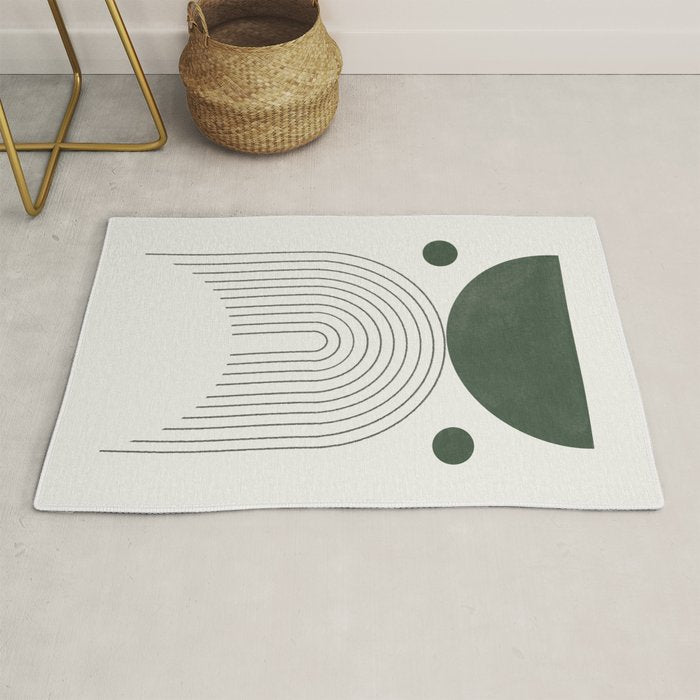 Mid Century Modern Green Rug Gallery Image 1