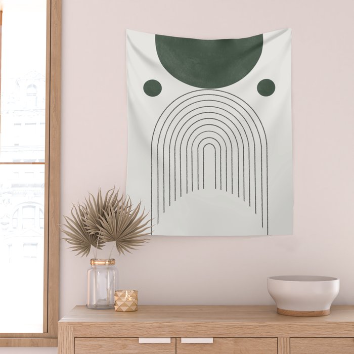 Mid Century Modern Green Wall Tapestry Gallery Image 2