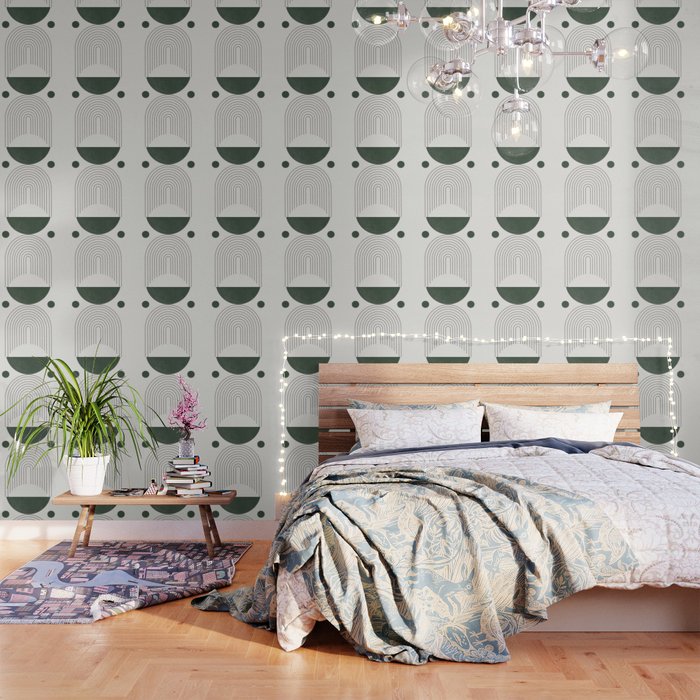 Mid Century Modern Green Wallpaper Gallery Image 3