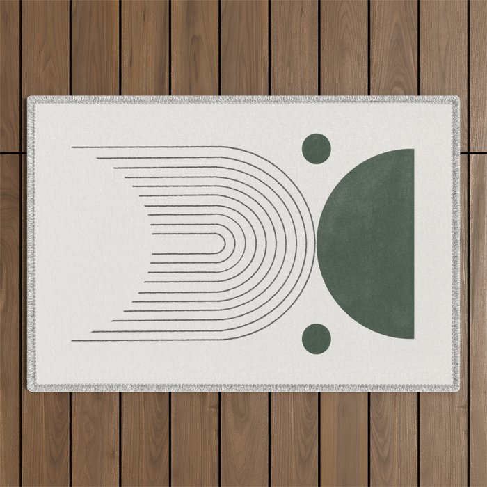 Mid Century Modern Green Outdoor Rug Gallery Image 1