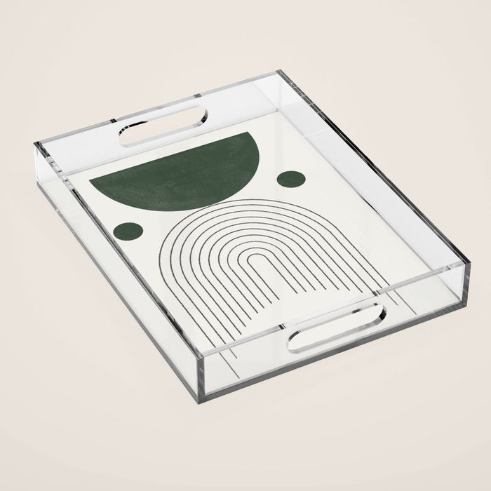 Mid Century Modern Green Acrylic Tray Gallery Image 1