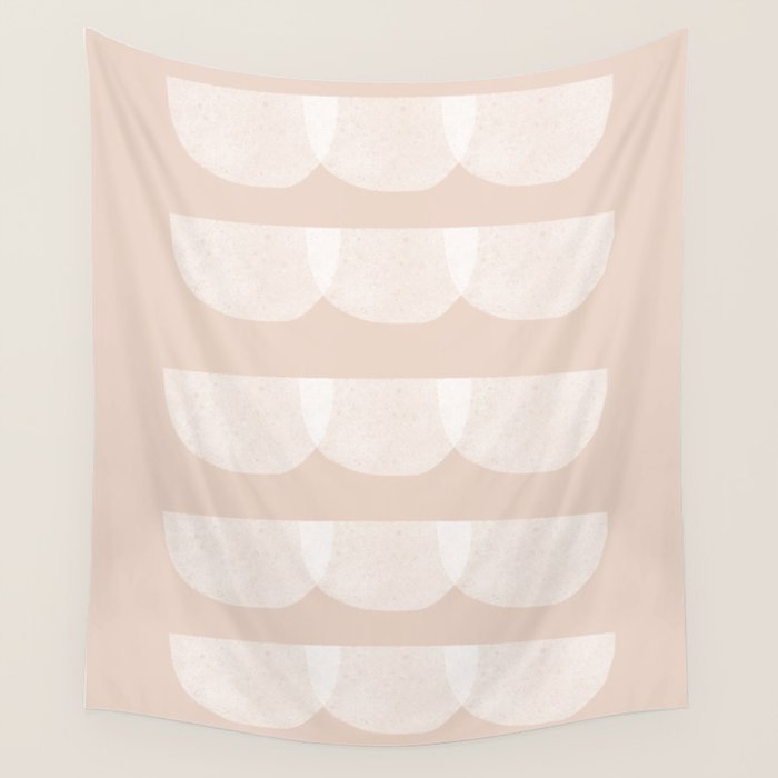 Pink & white geometric shapes pattern Wall Tapestry Gallery Image 4