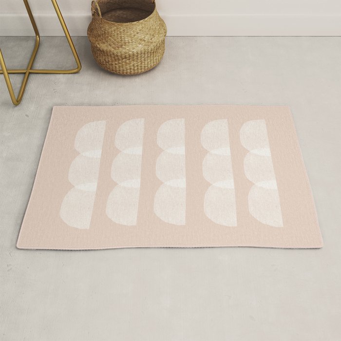 Pink & white geometric shapes pattern Rug Gallery Image 1