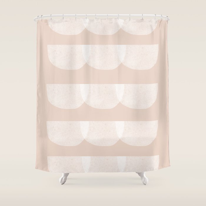 Pink & white geometric shapes pattern Shower Curtain Gallery Image 1