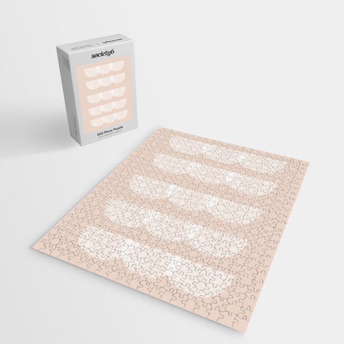 Pink & white geometric shapes pattern Jigsaw Puzzle Gallery Image 2