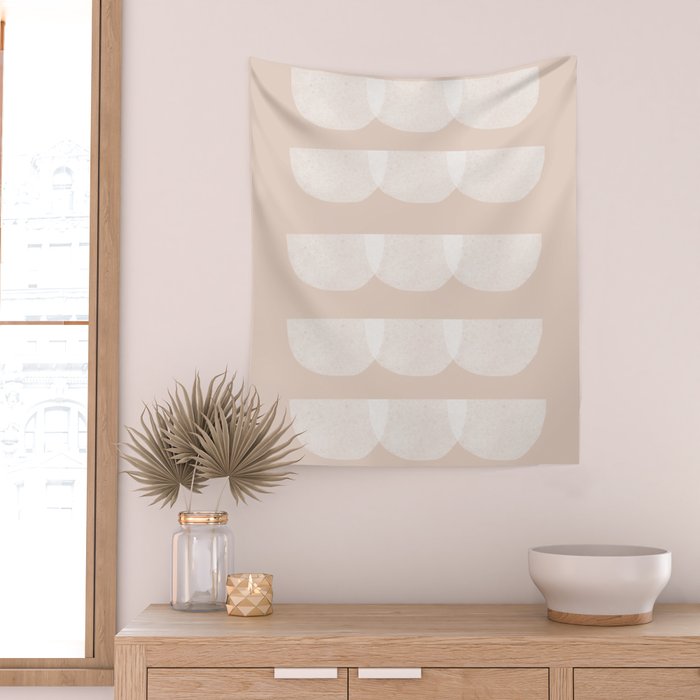 Pink & white geometric shapes pattern Wall Tapestry Gallery Image 2