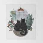 Rainy Day Cats (on white) Throw Blanket Gallery Image 2