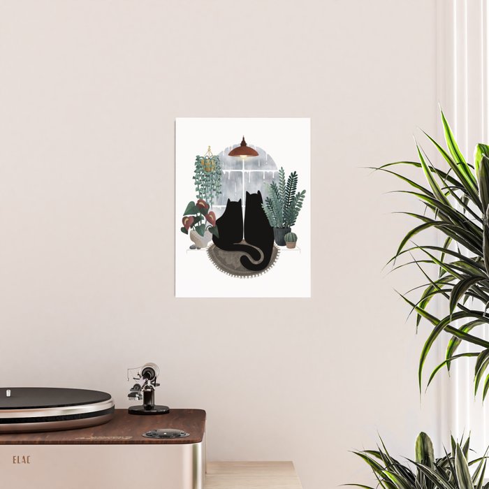 Rainy Day Cats (on white) Poster Gallery Image 2