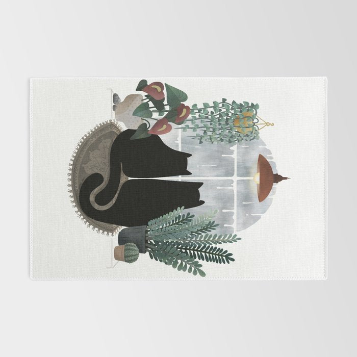 Rainy Day Cats (on white) Rug Gallery Image 2