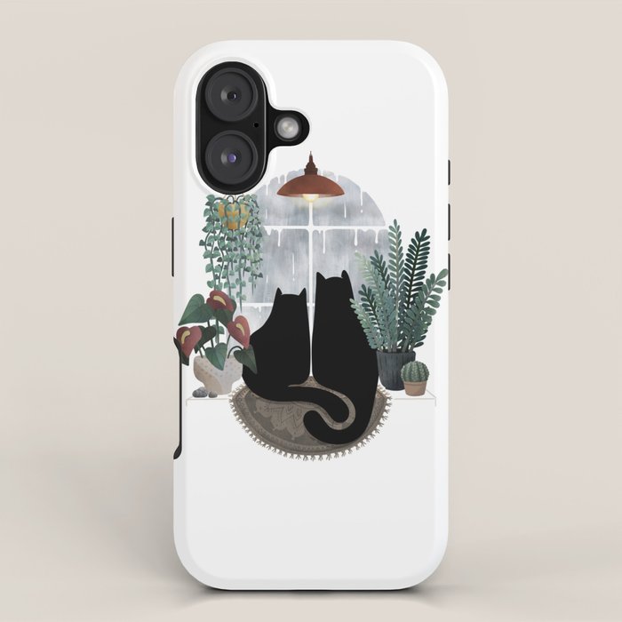 Rainy Day Cats (on white) iPhone Case Gallery Image 1
