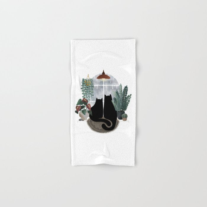 Rainy Day Cats (on white) Bath Towel Gallery Image 1