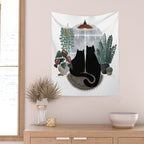 Rainy Day Cats (on white) Wall Tapestry Gallery Image 2