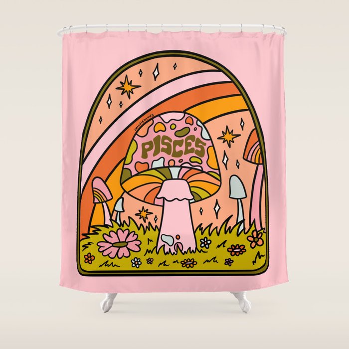 Pisces Mushroom Shower Curtain Gallery Image 1