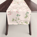 Chinoiserie Blush Pink Peony Blooming Floral Garden Table Runner Gallery Image 1