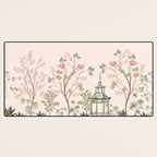 Chinoiserie Blush Pink Peony Blooming Floral Garden Desk Mat Gallery Image 3